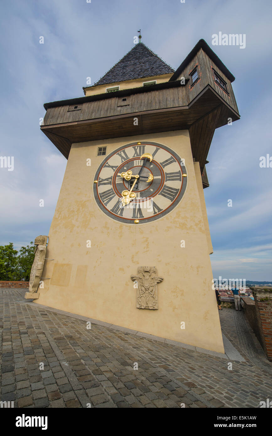 Grazer Uhrturm, Uhrturm Gebäude Stockfoto