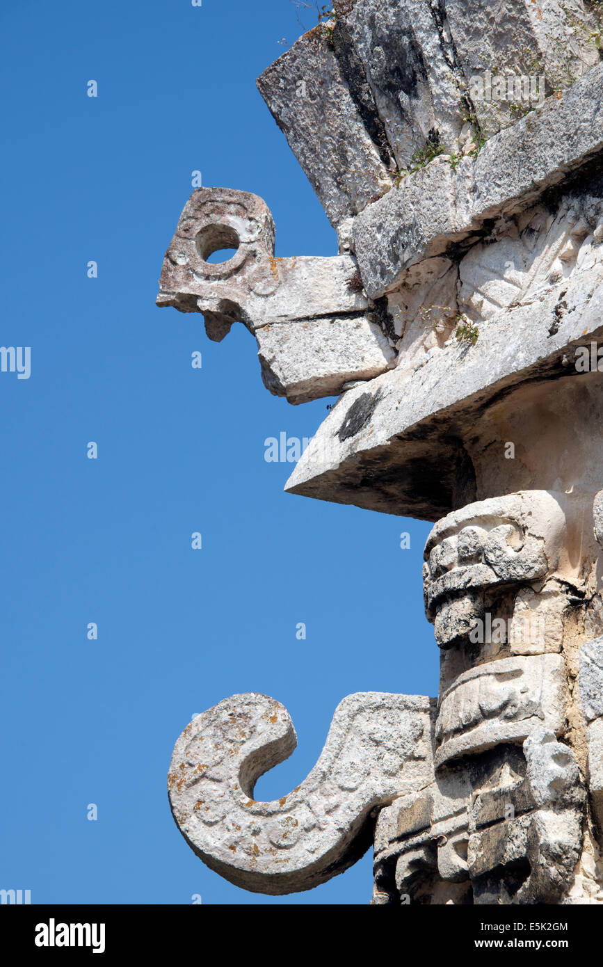 Steinschnitzereien La Iglesia Chichen Itza Yucatan Mexiko Stockfoto