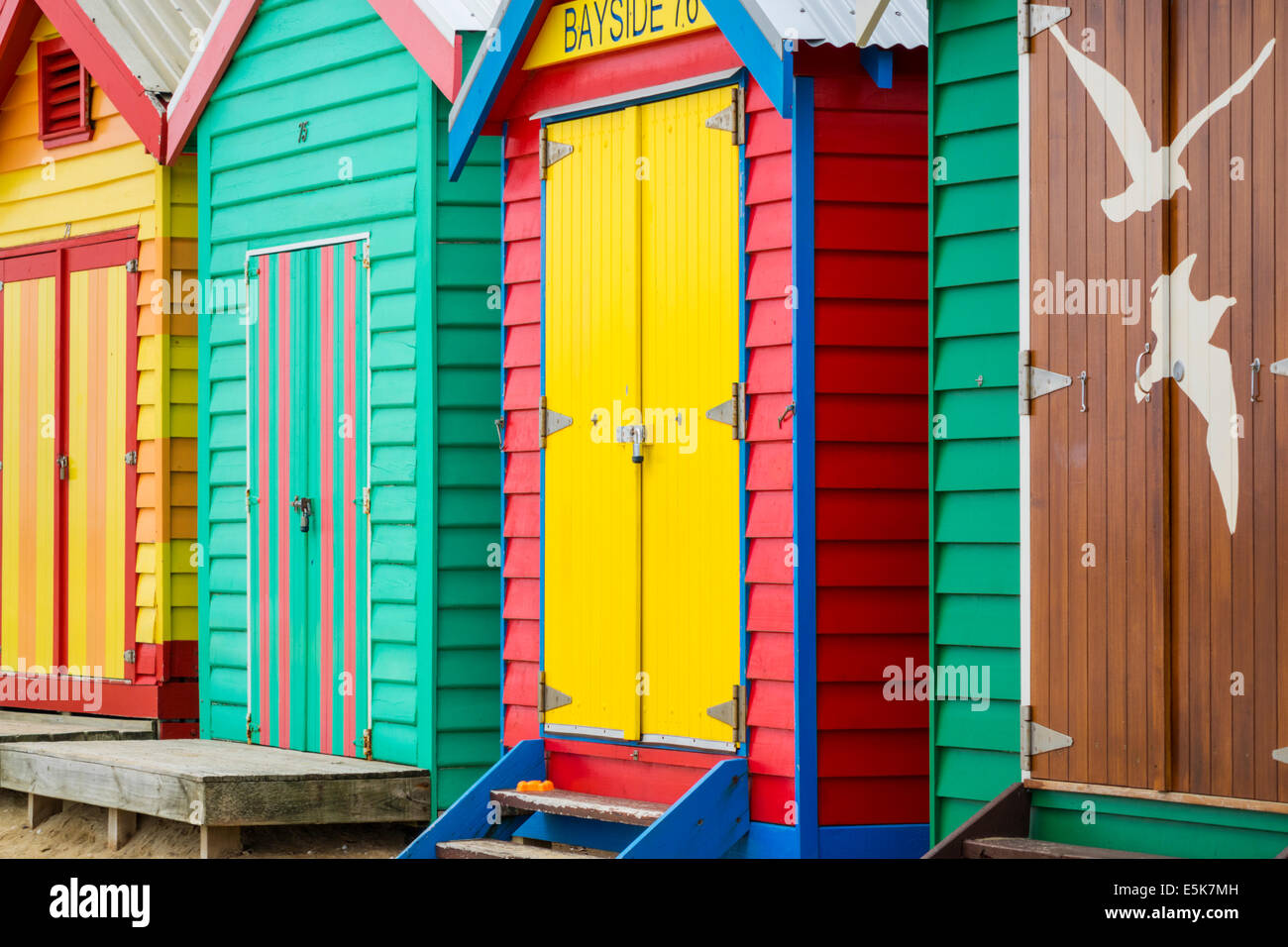 Melbourne Australien, Victoria Brighton Beach, Badeboxen, Hütten, Hütten, farbenfroh, Besucher reisen Reisen Tour touristischer Tourismus Wahrzeichen, Cultu Stockfoto