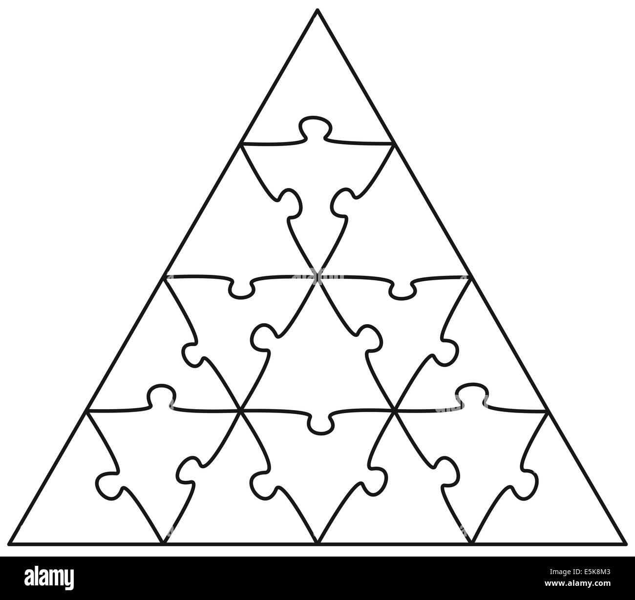Jigsaw Puzzle Dreieck - Abbildung auf weißem Hintergrund. Stockfoto
