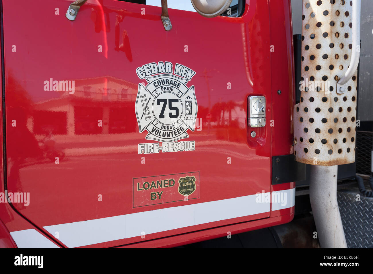 Cedar Key, Florida USA Freiwillige Feuerwehr Rettung LKW Stockfoto