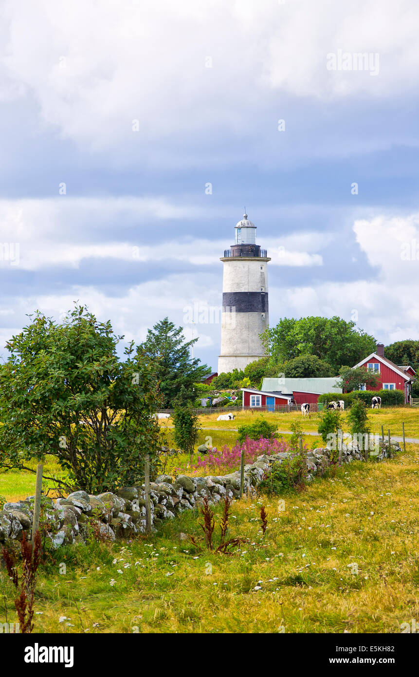 Morups Tange Leuchtturm in der Nähe von Falkenberg, West Küste von Schweden. Stockfoto