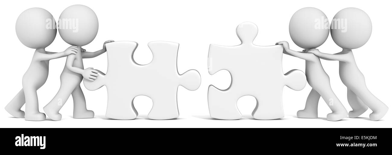 Alter der Partner x 4 weiße Puzzleteile zusammenfügen Stockfoto, Bild