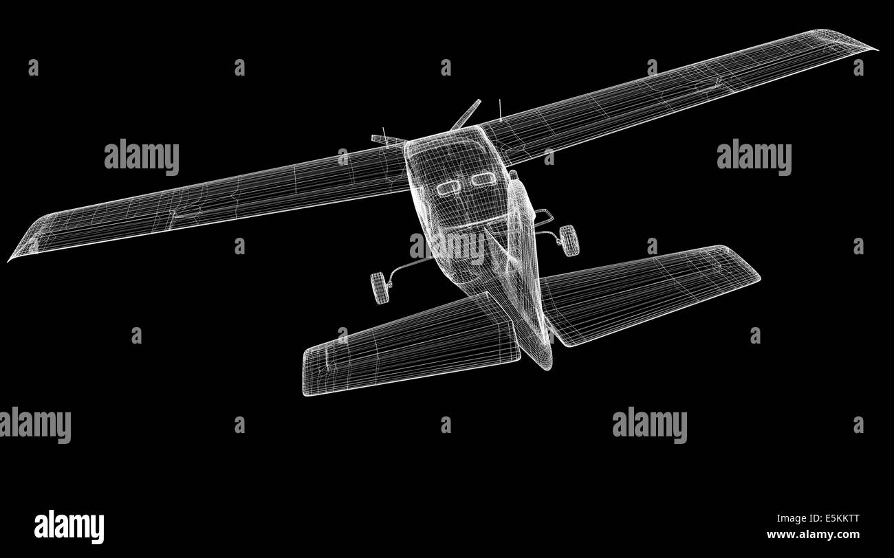 Kleinen Piper-Flugzeug, Modell Karosseriestruktur, Drahtmodell Stockfoto