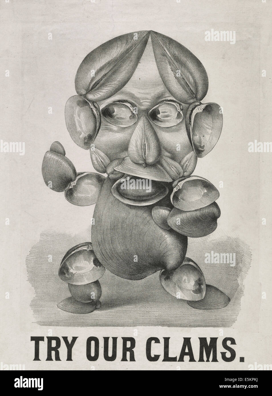 Probieren Sie unsere Muscheln - Werbung Poster, ca. 1875 Stockfoto