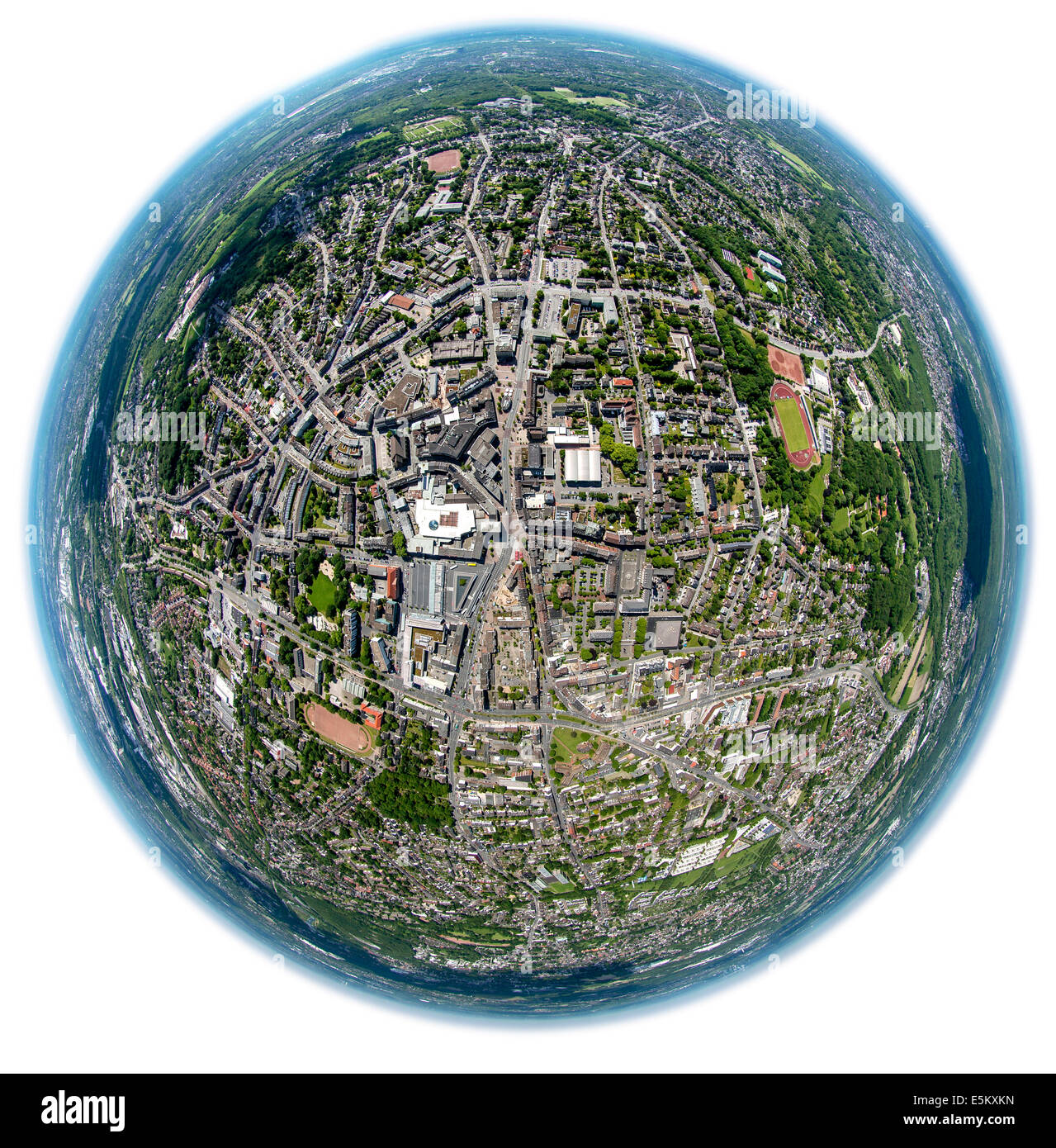 Stadtbild, fisheye, Bottrop, Ruhr District, North Rhine-Westphalia, Deutschland Stockfoto