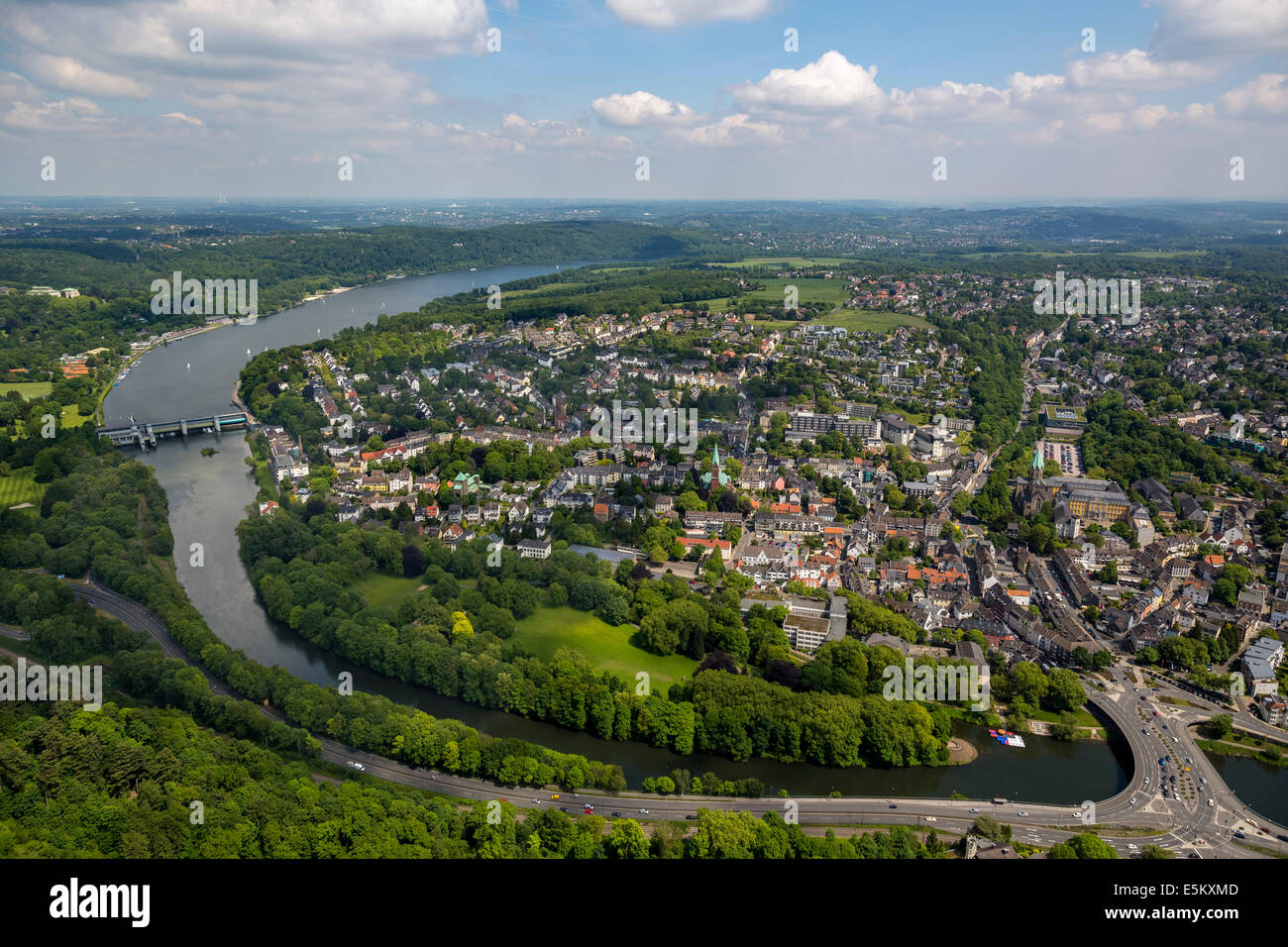 Luftaufnahme von Werden, Essen, Ruhr District, North Rhine-Westphalia, Deutschland Stockfoto