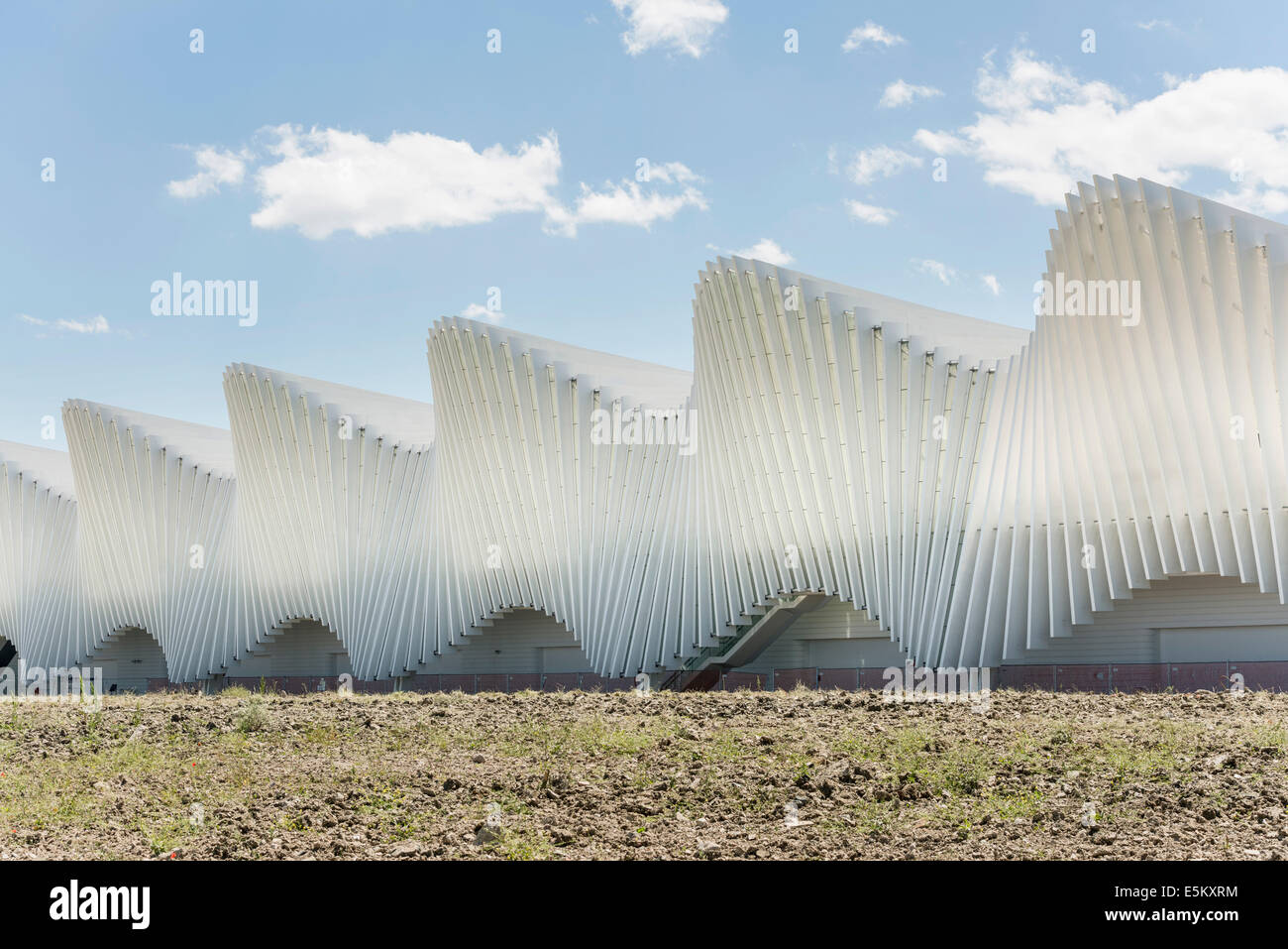 Hochgeschwindigkeits-Bahnhof Mediopadana, Architekt Santiago Calatrava, Reggio Emilia, Provinz Reggio Emilia Italien Stockfoto