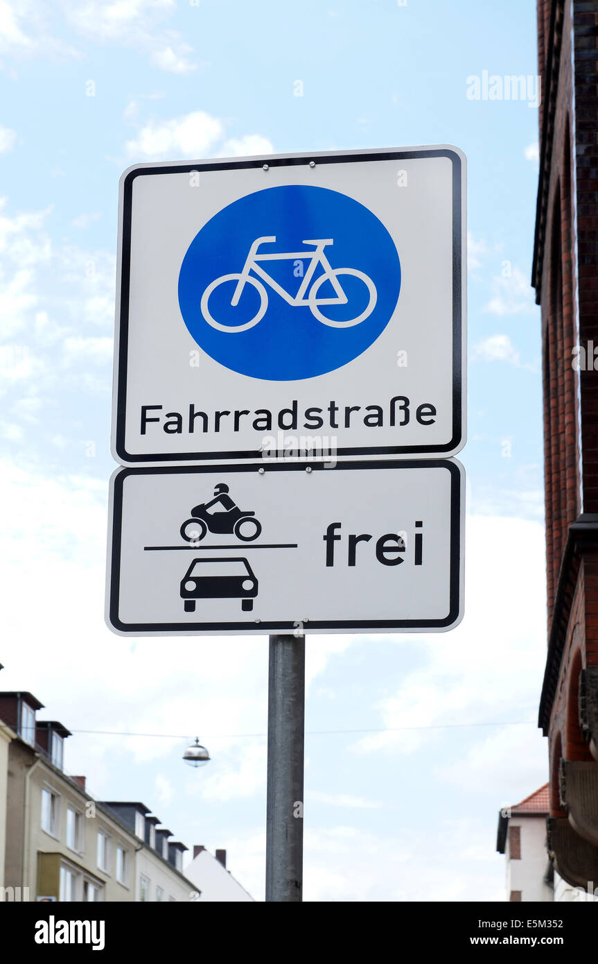 Deutsche Verkehrszeichen für ein Fahrradweg Stockfoto