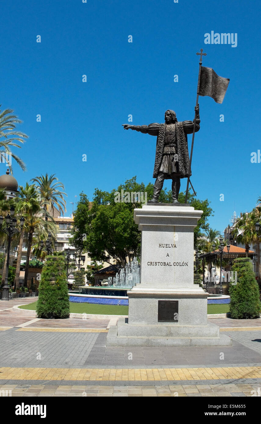 Cristobal Colon Denkmal in Huelva. Andalusien, Spanien Stockfoto