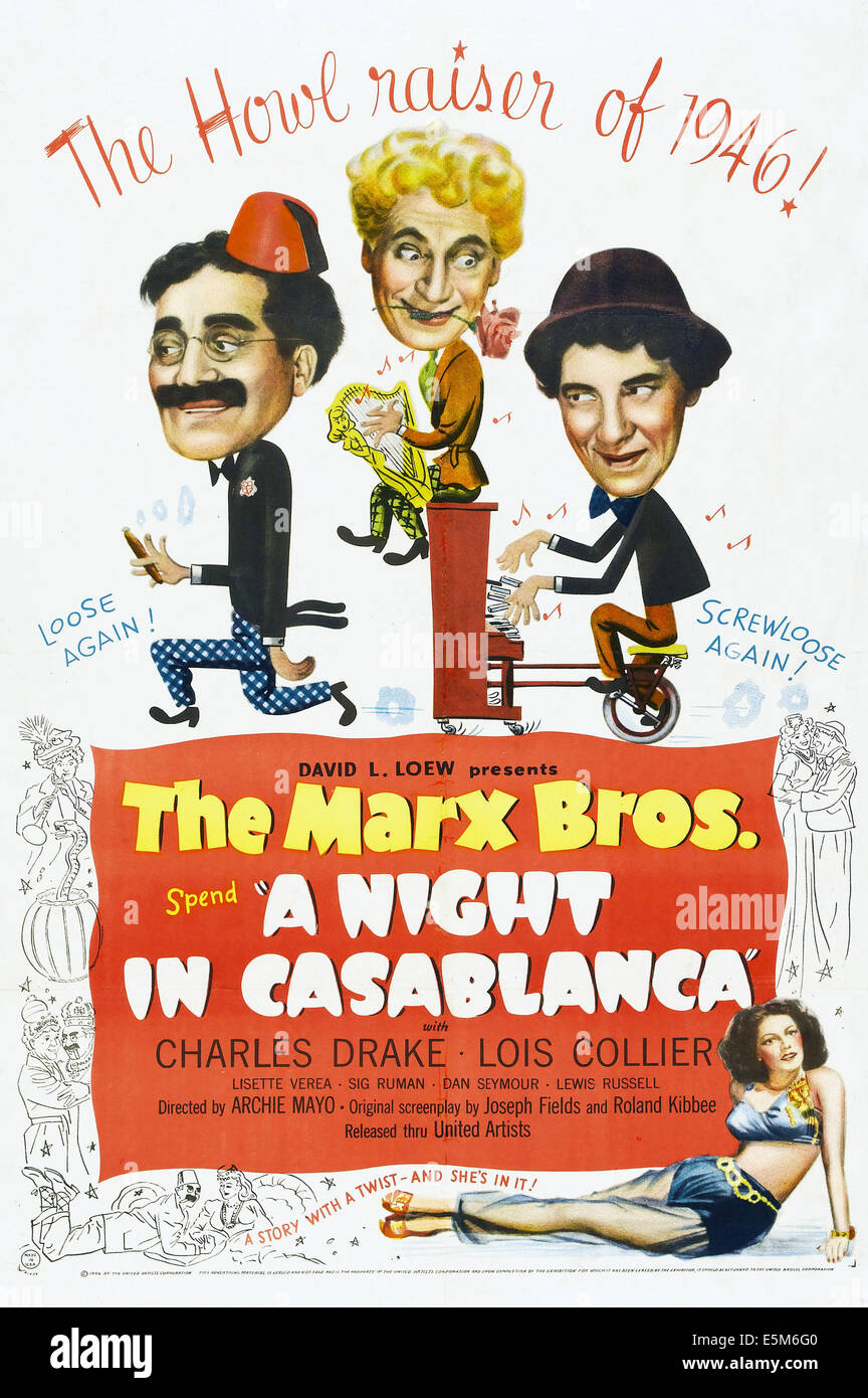 Eine Nacht IN CASABLANCA, die Marx-Brothers (Groucho, Harpo, Chico), 1946 Stockfoto