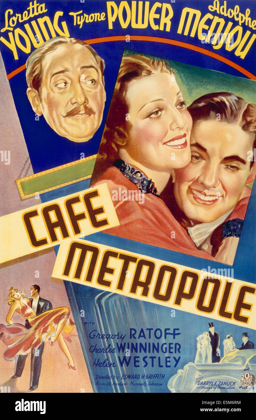 CAFE METROPOLE, Adolphe Menjou, Loretta Young, Tyrone Power, 1937, TM & Caopyright (c) 20th Century Fox Film Corp./Höflichkeit Stockfoto