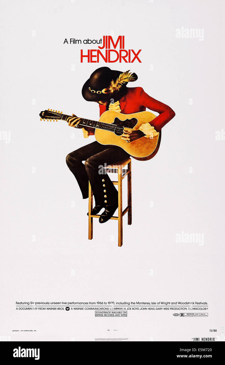 JIMI HENDRIX, (aka A FILM über JIMI HENDRIX), US-Plakatkunst, Jimi Hendrix, 1973 Stockfoto
