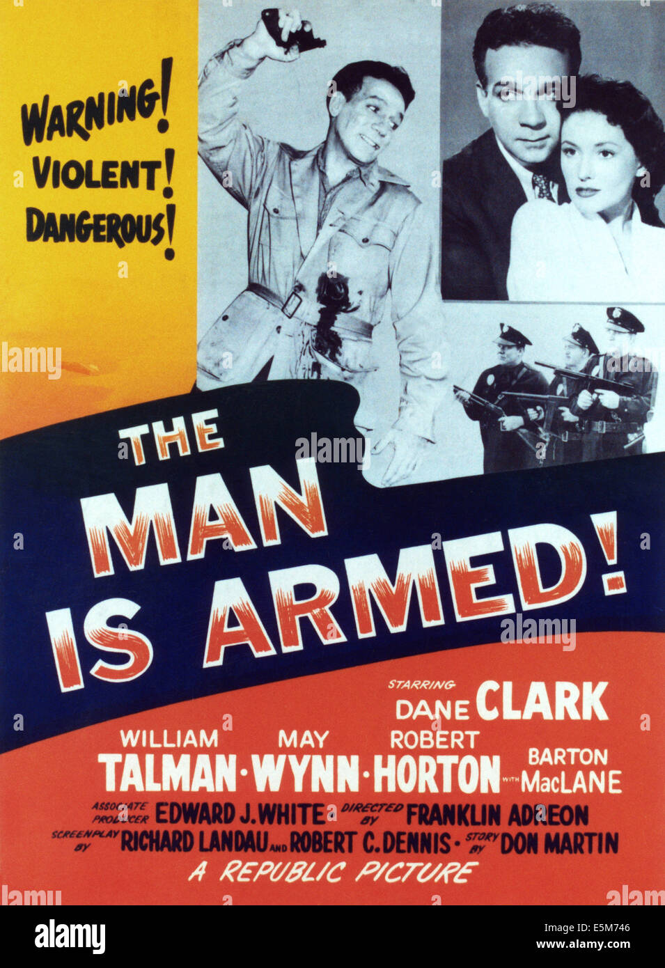 DER Mann ist bewaffnet, oben von links: Dane Clark (zweimal), kann Wynn, 1956 Stockfoto