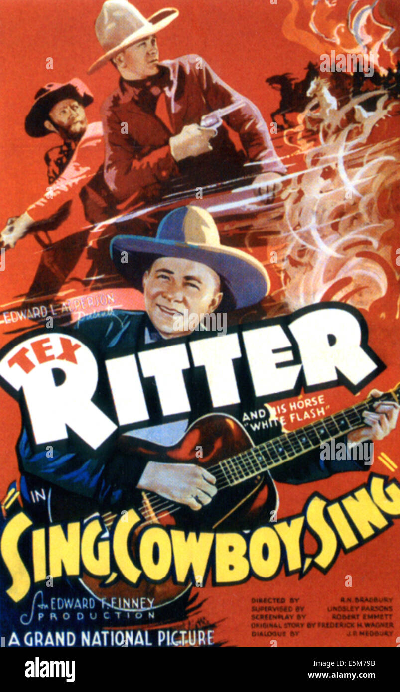 SINGEN Sie COWBOY SING, Al St. John, Tex Ritter, 1937 Stockfoto