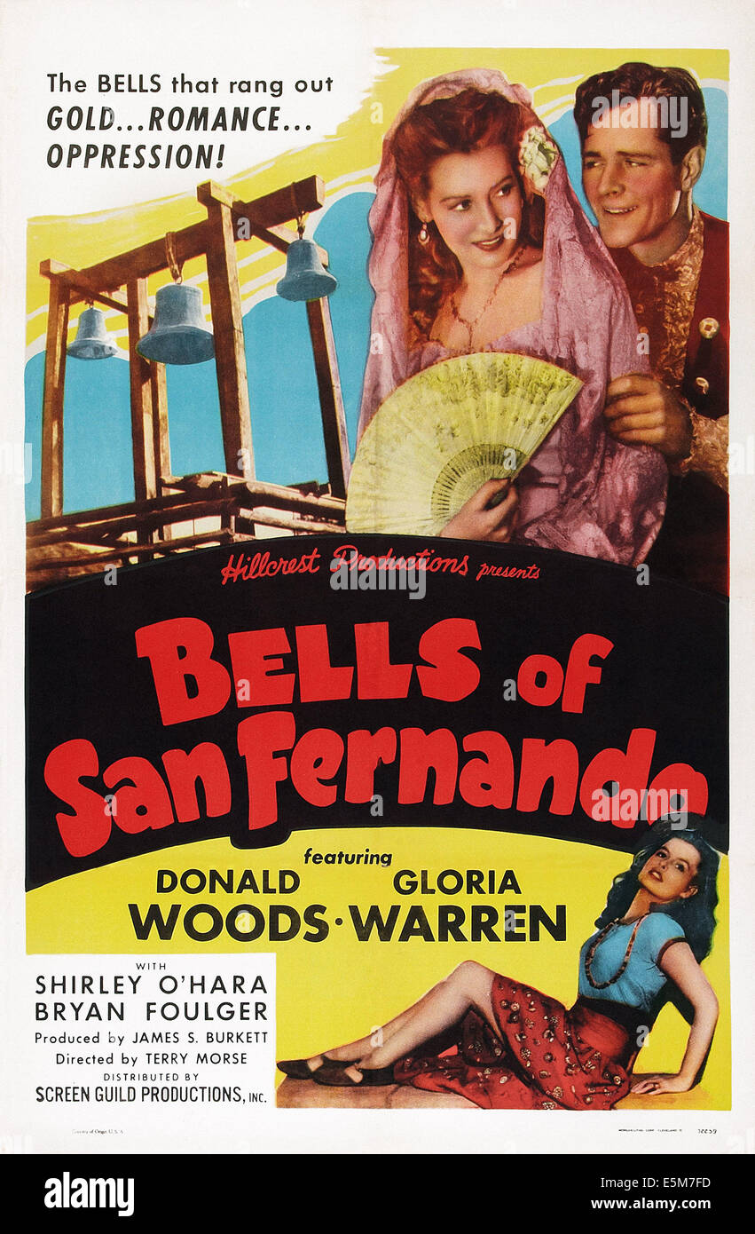 Glocken von SAN FERNANDO, uns Poster, oben von links: Gloria Warren, Donald Woods, Shirley O'Hara (unten), 1947 Stockfoto