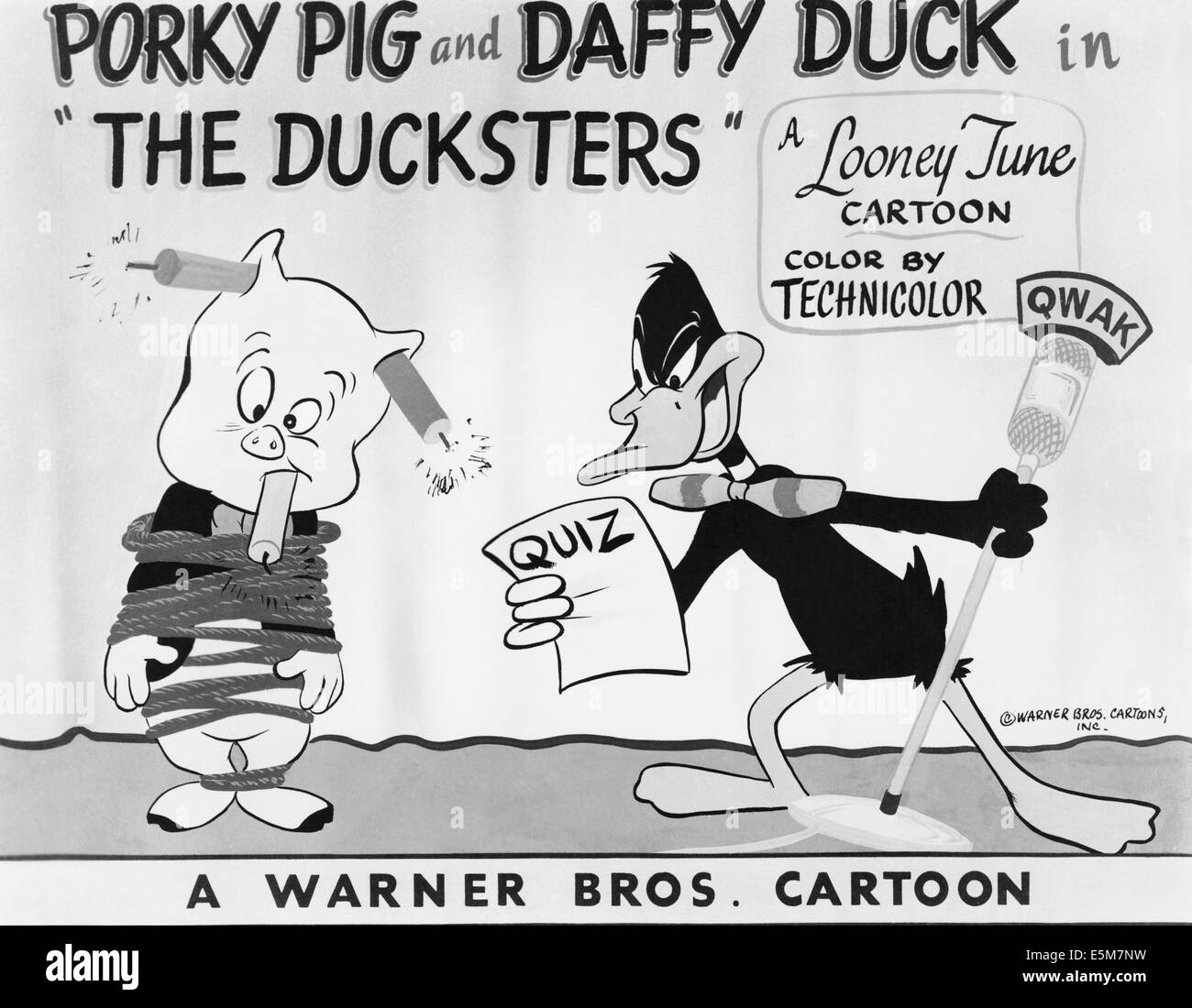 DIE DUCKSTERS US Lobbycard, von links Porky Pig, Daffy Duck, 1950