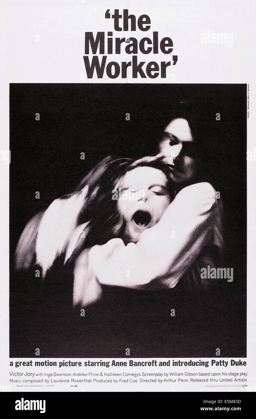 Der Wundertater Us Plakatkunst Patty Duke Anne Bancroft 1962 Stockfotografie Alamy