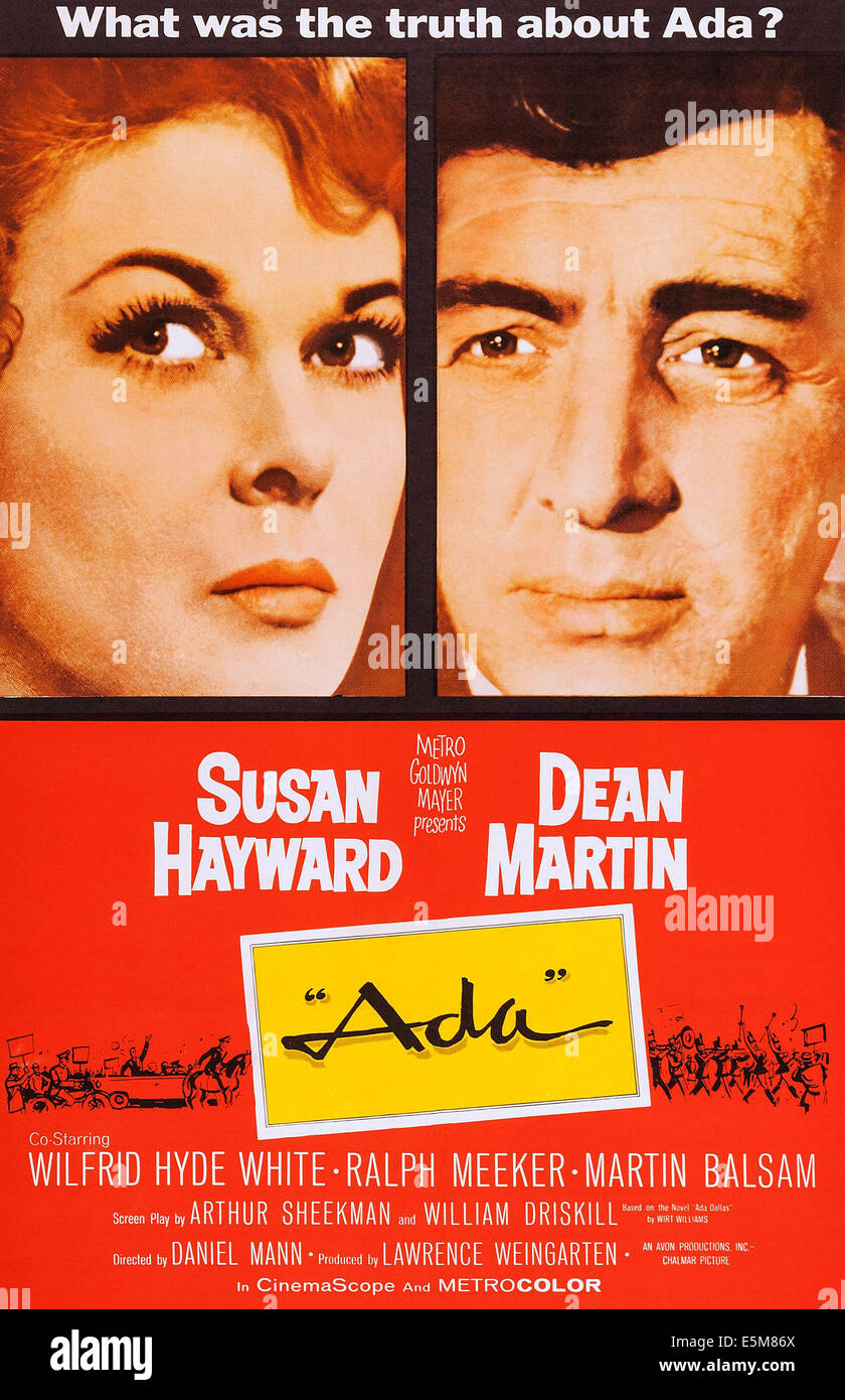 ADA, US Plakatkunst, Susan Hayward, Dean Martin, 1961 Stockfoto