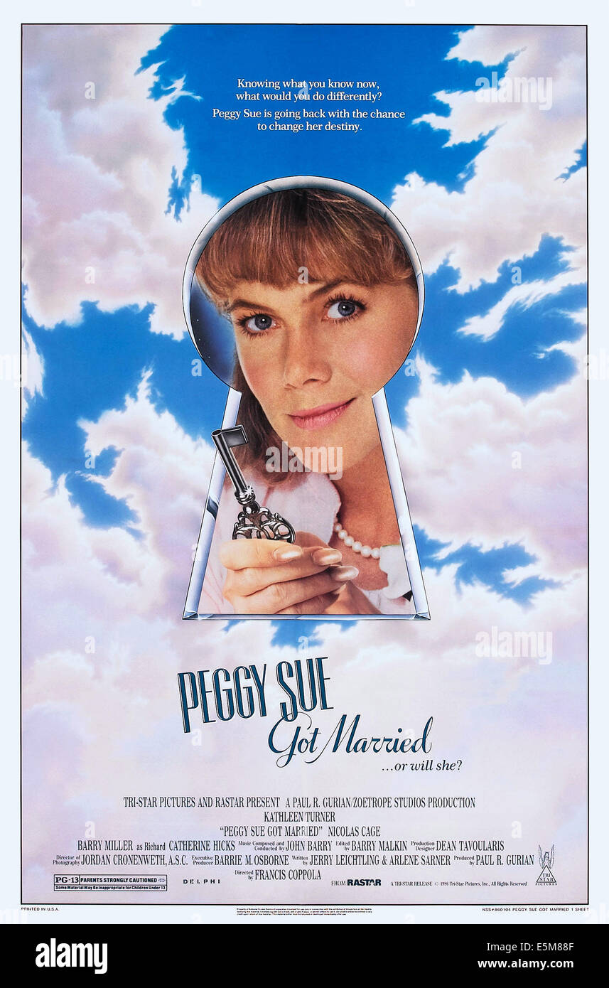 PEGGY SUE GOT verheiratet, US Plakatkunst, Kathleen Turner, 1986, © TriStar/Courtesy Everett Collection Stockfoto
