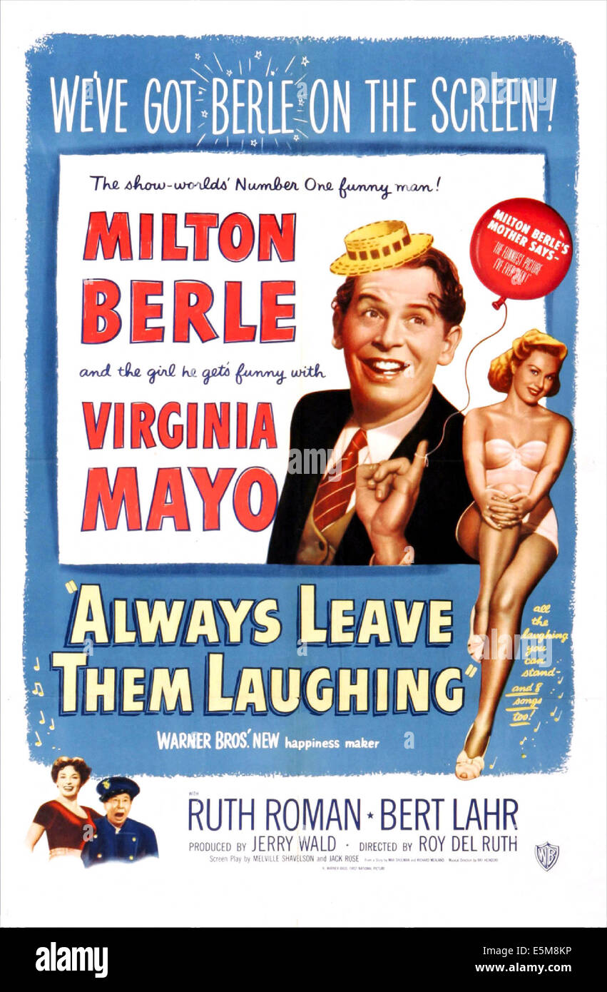 IMMER lassen Sie lachend, US-Plakat, Mitte rechts: Milton Berle, Virginia Mayo, unten links: Ruth Roman, Bert Lahr, 1949 Stockfoto