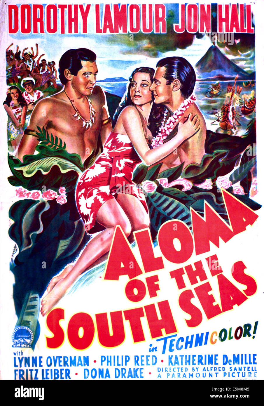 ALOMA OF THE SOUTH SEAS, US-Plakat, von links: Phillip Reed, Dorothy Lamour, Jon Hall, 1941 Stockfoto