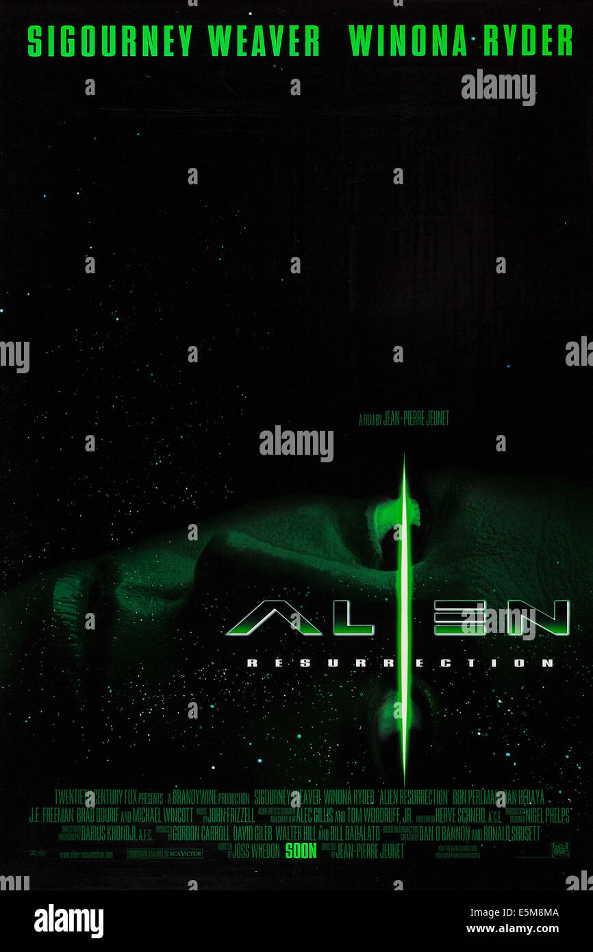ALIEN: RESURRECTION, Sigourney Weaver auf Vorschuss Plakatkunst, 1997, TM und Copyright © 20. Century Fox Film Corp. Alle Rechte Stockfoto