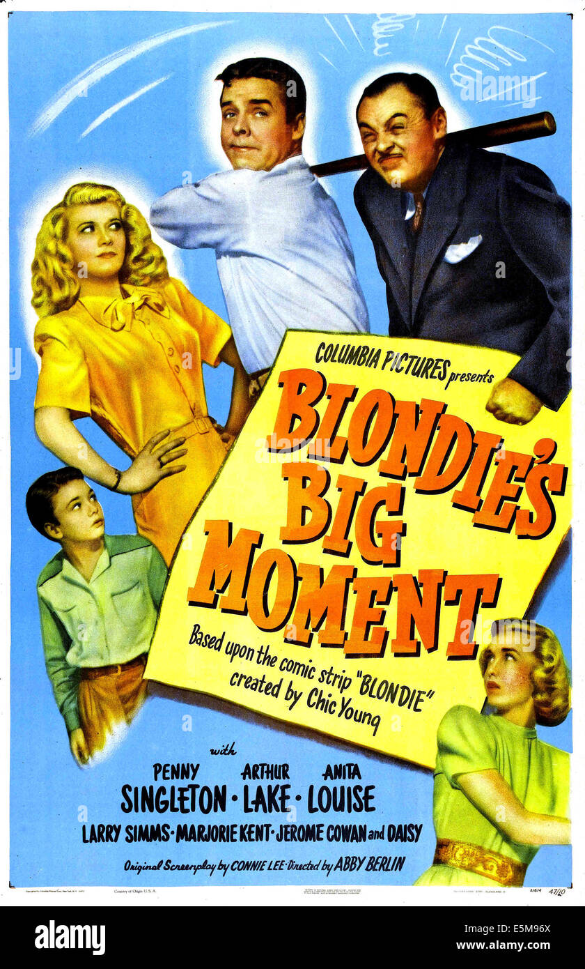 BLONDIE großer MOMENT, US-Plakat, im Uhrzeigersinn von links: Larry Simms, Penny Singleton, Arthur Lake, Jerome Cowan, Anita Louise Stockfoto