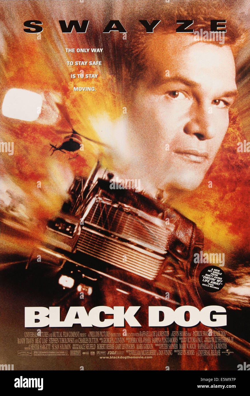BLACK DOG, Plakatkunst, Patrick Swayze, 1998. © Universal/Courtesy