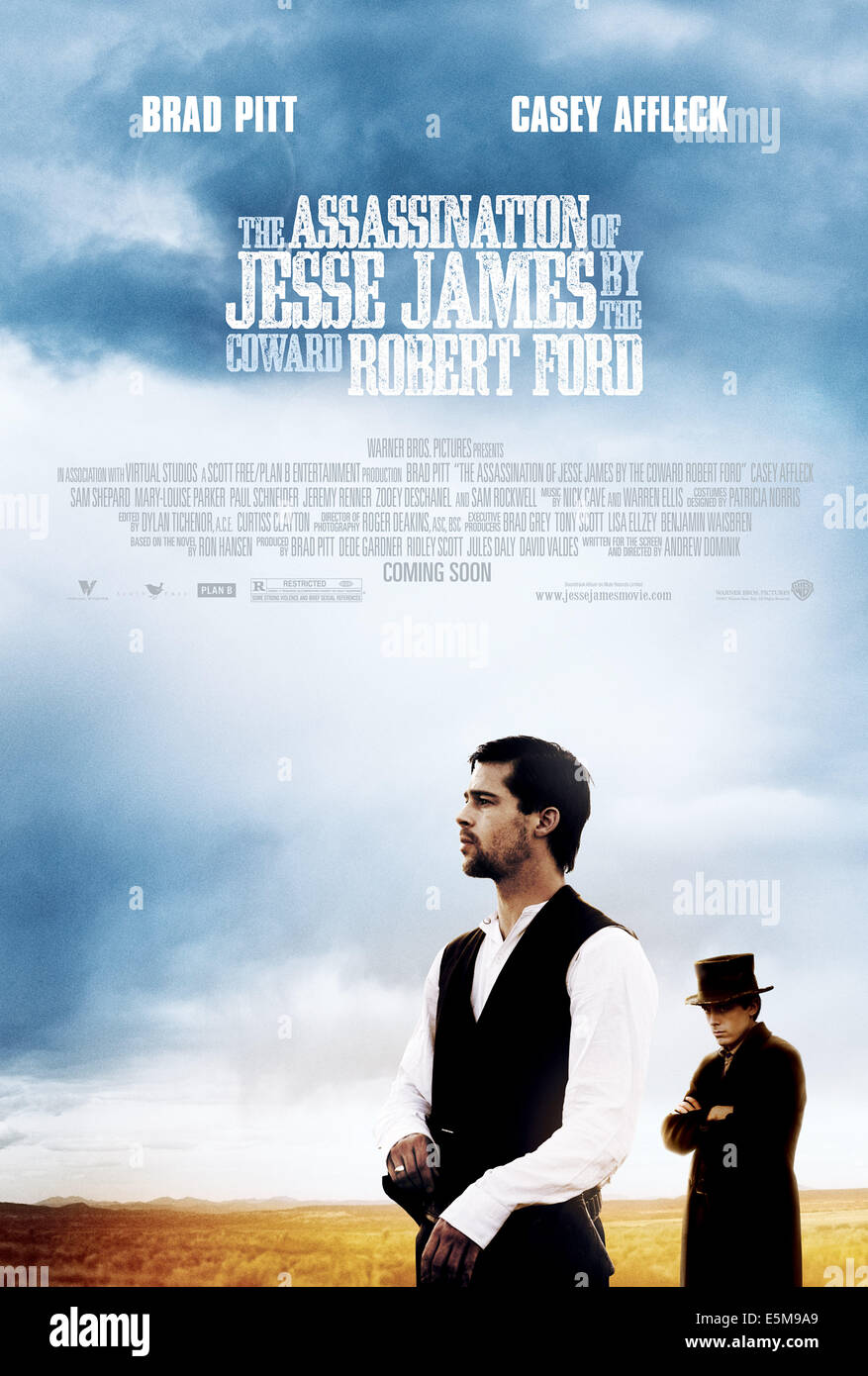 DIE Ermordung des JESSE JAMES durch den COWARD ROBERT FORD, Brad Pitt als Jesse James, Casey Affleck als Robert Ford, 2007. Stockfoto