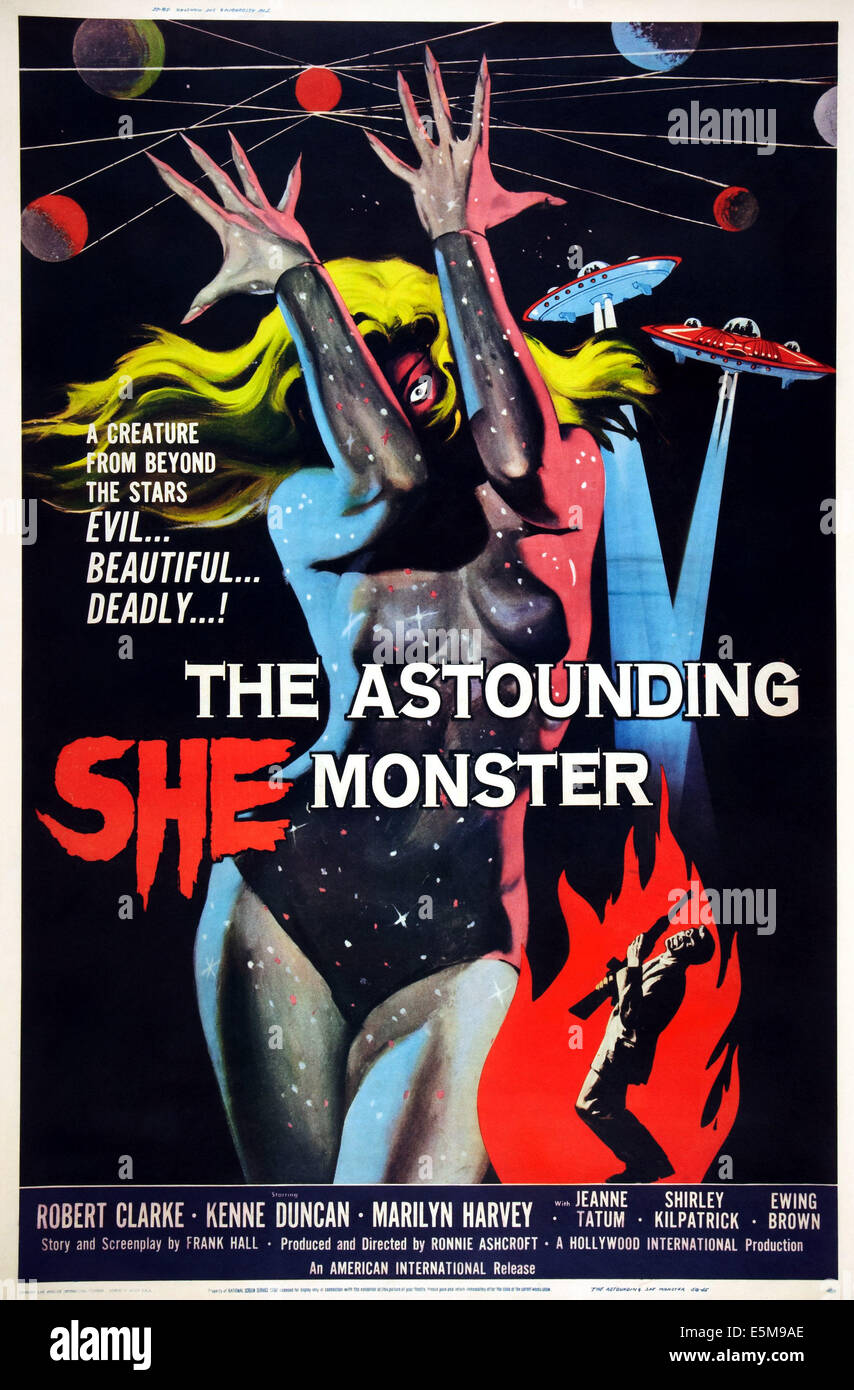 Das ASTOUNDING SHE-MONSTER, 1-Blatt Plakatkunst, 1957. Stockfoto