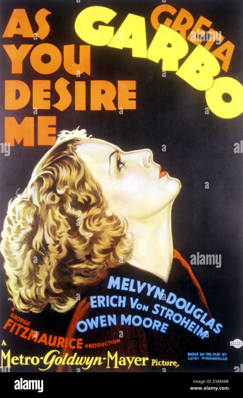 WIE SIE mich, Greta Garbo, 1932 wünschen. Stockfoto
