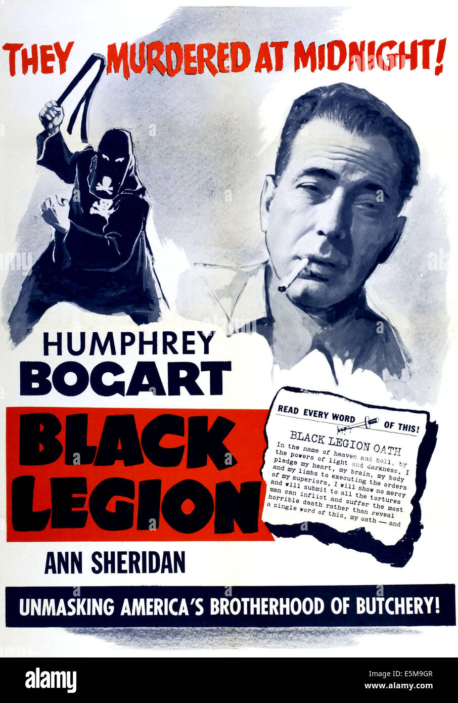 SCHWARZE LEGION, Humphrey Bogart (rechts) auf 1 Blatt Plakatkunst, 1937. Stockfoto