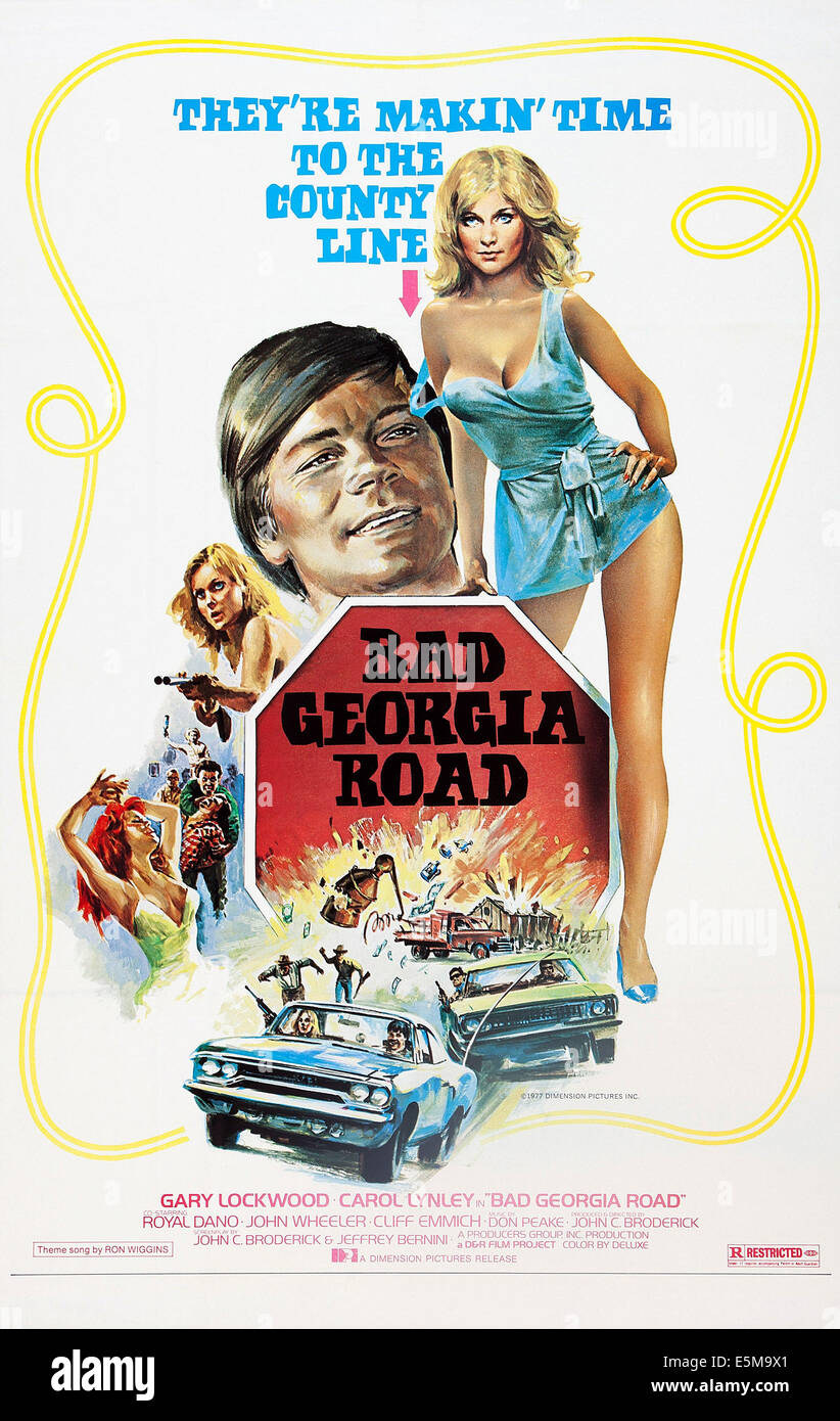 BAD GEORGIA ROAD, l-r: Gary Lockwood, Carol Lynley auf Plakatkunst, 1977. Stockfoto