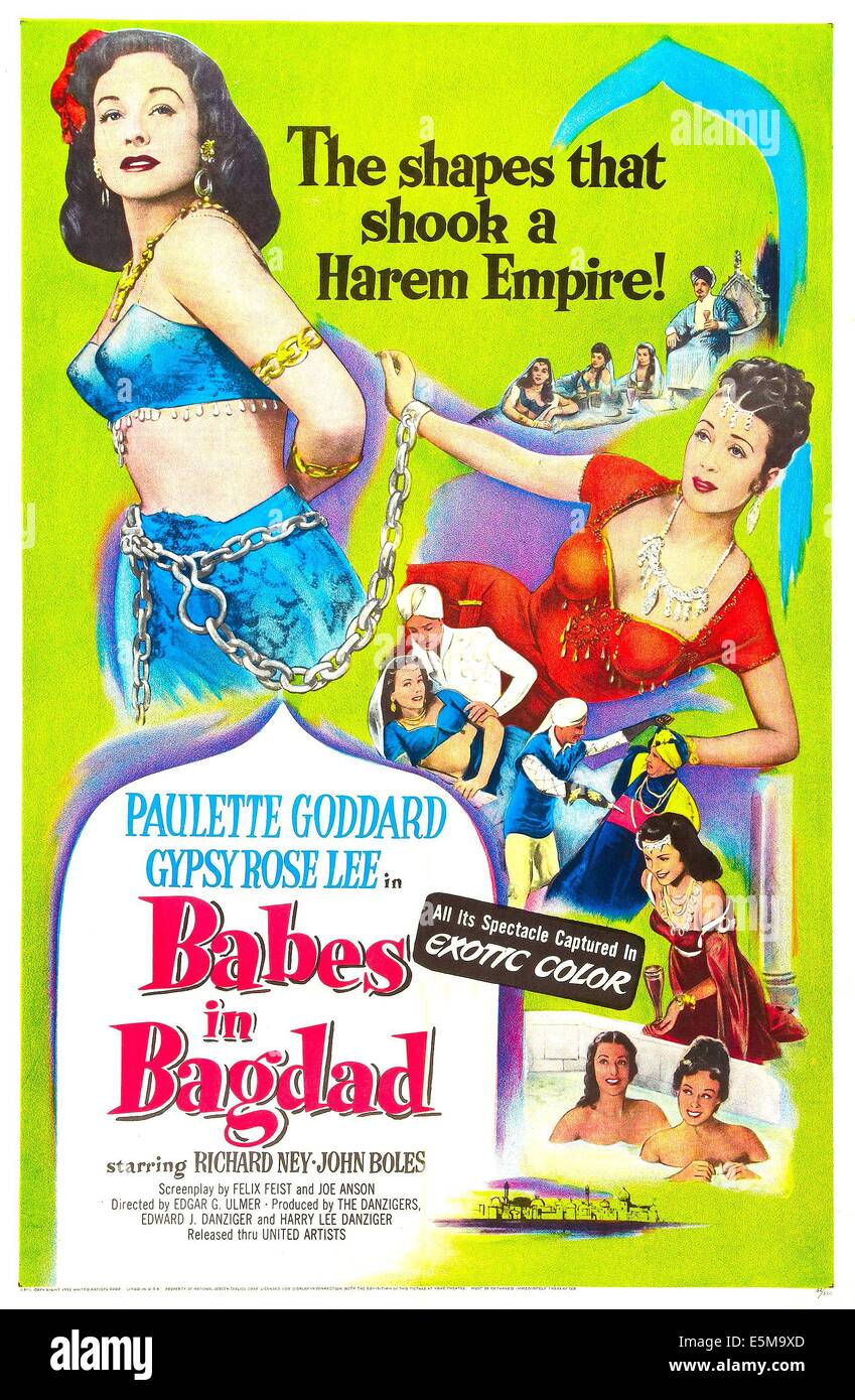 BABES IN BAGDAD, US-Plakat, von links: Paulette Goddard, Gypsy Rose Lee, 1952 Stockfoto