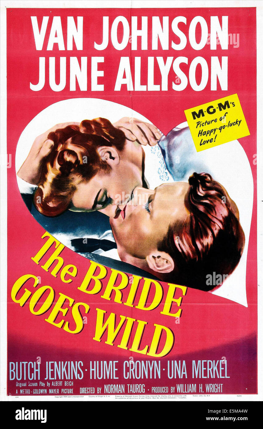 DIE Braut geht WILD, US-Plakat, June Allyson, Van Johnson, 1948 Stockfoto