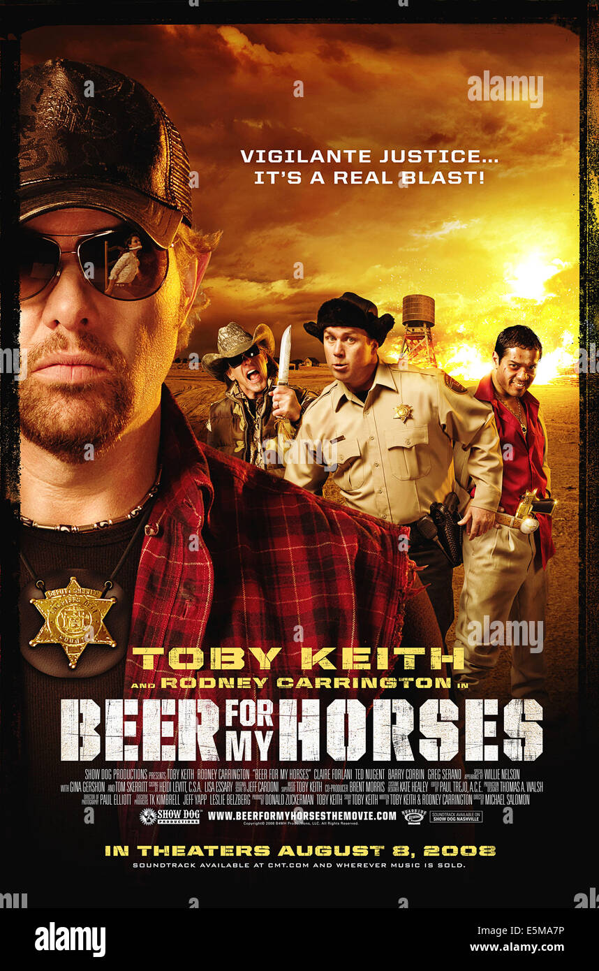Bier für meine Pferde, von links: Toby Keith (Vordergrund), Ted Nugent, Rodney Carrington, Greg Serano, 2008. © Am Straßenrand Stockfoto
