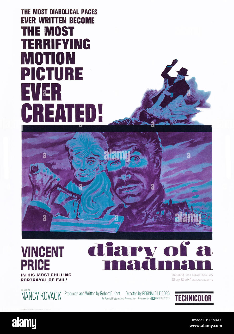 DIARY OF A MADMAN, rechts von der Mitte: Vincent Price; ein Blatt Plakatkunst, 1963. Stockfoto