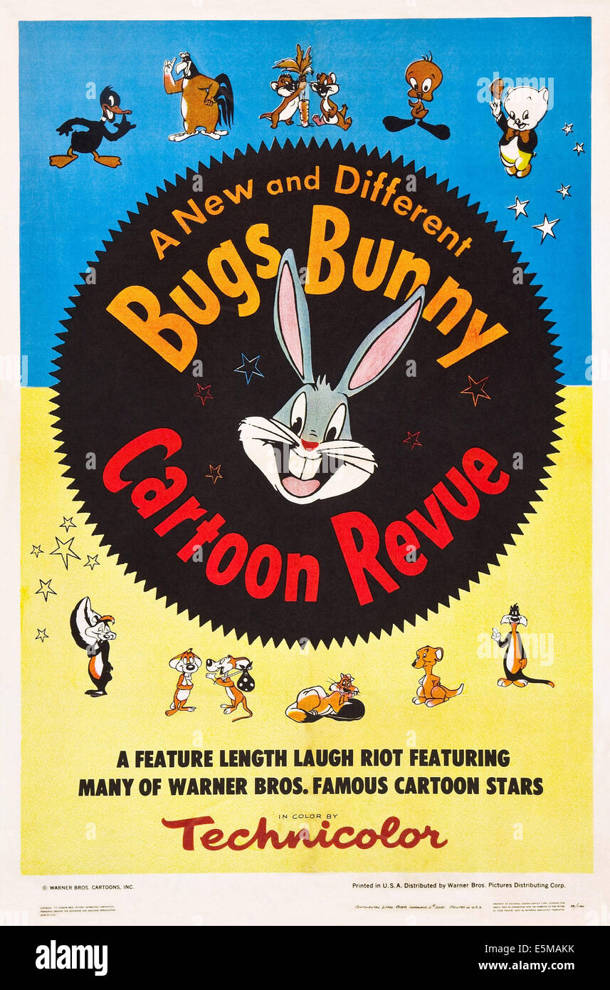 BUGS BUNNY CARTOON REVUE, oben l-r: Daffy Duck, Foghorn Leghorn, die Goofy Gopher (Mac und Tosh), Tweety Pie, Schweinchen, Stockfoto BUGS BUNNY CARTOON REVUE, oben l-r: Daffy Duck, Foghorn Leghorn, die Goofy Gopher (Mac und Tosh), Tweety Pie, Schweinchen, Stockfoto