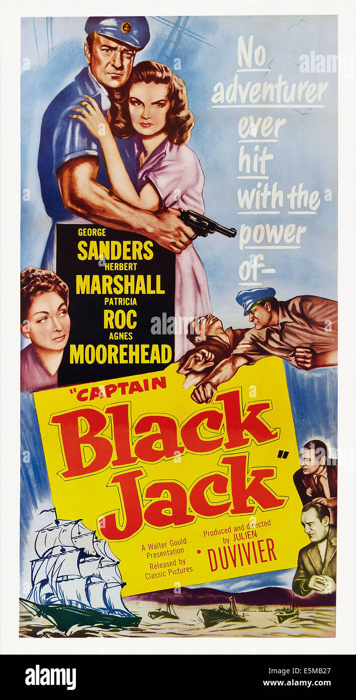 Kapitän von BLACKJACK, US Plakatkunst, oben, von links: John Wayne, Patricia Roc; unten links: Agnes Moorehead; rechts, von unten Stockfoto