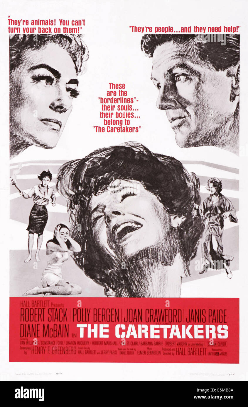 DER Hausmeister US Plakatkunst, von links: Joan Crawford, Polly Bergen, Robert Stack, 1963 Stockfoto