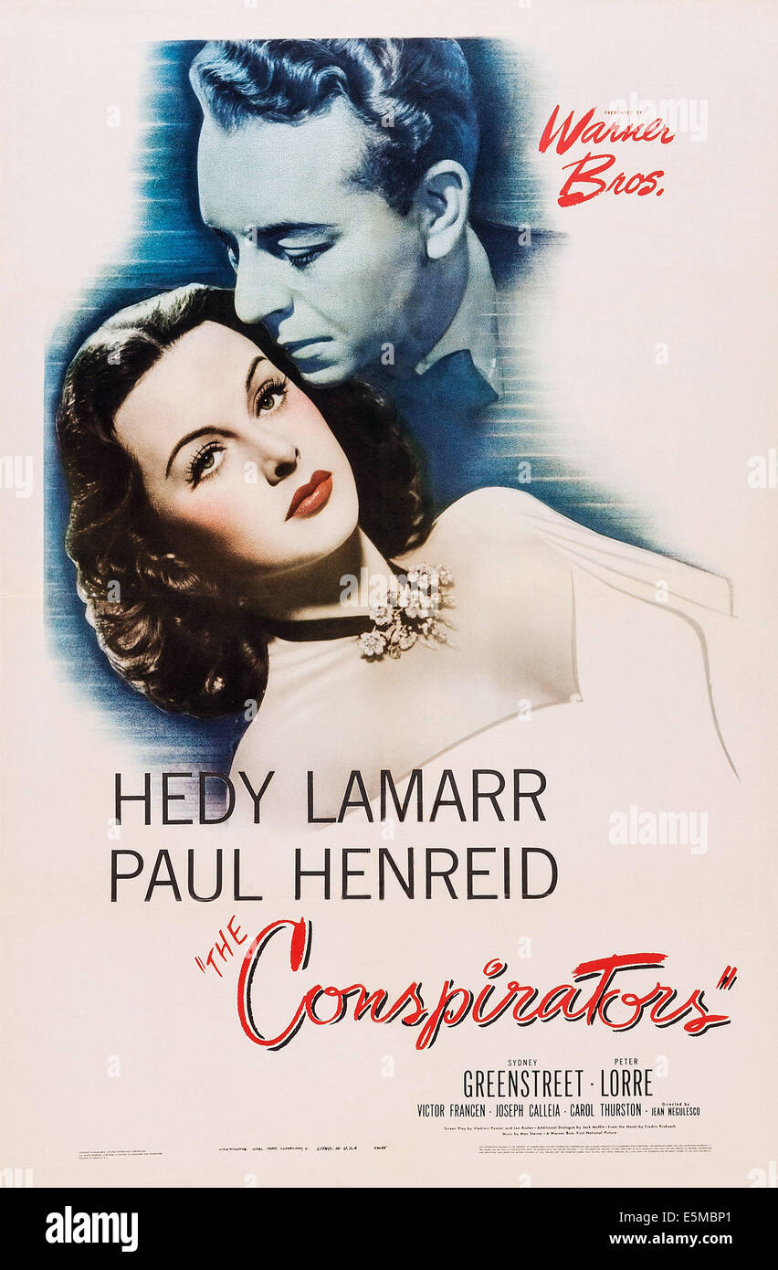 DIE VERSCHWÖRER, l-r: Hedy Lamarr, Paul Henreid am Plakatkunst, 1944. Stockfoto