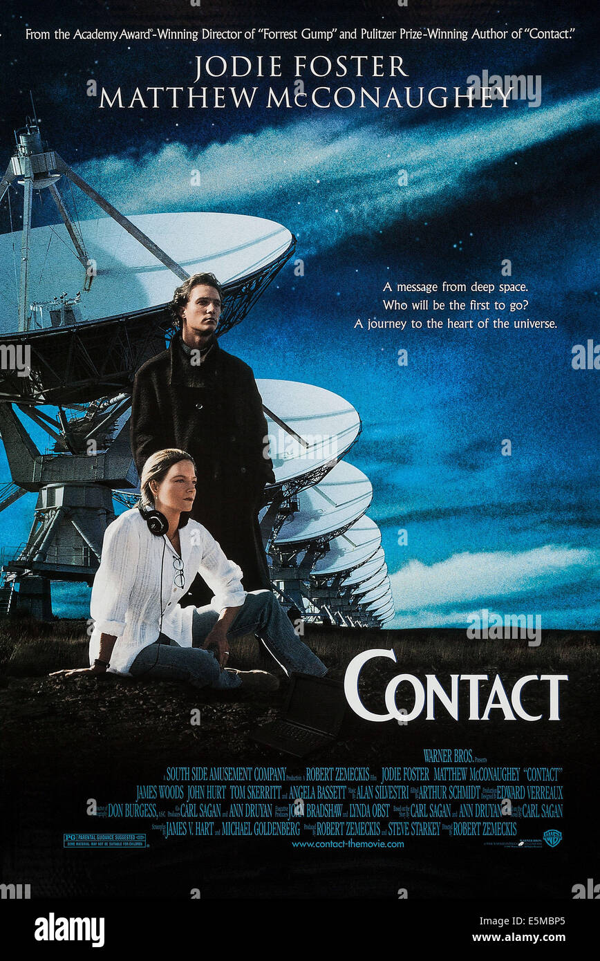 Kontakt, Plakatkunst, Jodie Foster, Matthew McConaughey, 1997, © Warner Brothers/Courtesy Everett Collection Stockfoto