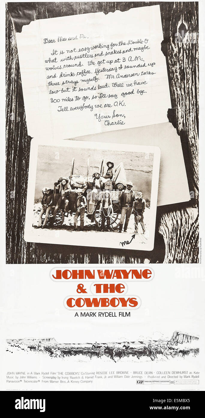 DIE COWBOYS, Plakatkunst, 1972. Stockfoto
