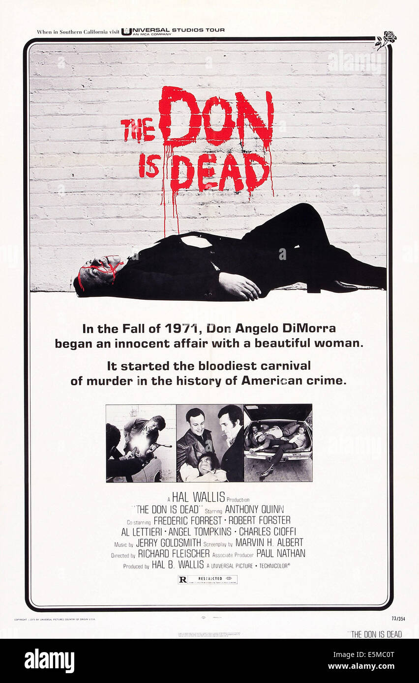 DER DON ist tot, US-Plakat, Anthony Quinn (oben), 1973 Stockfoto