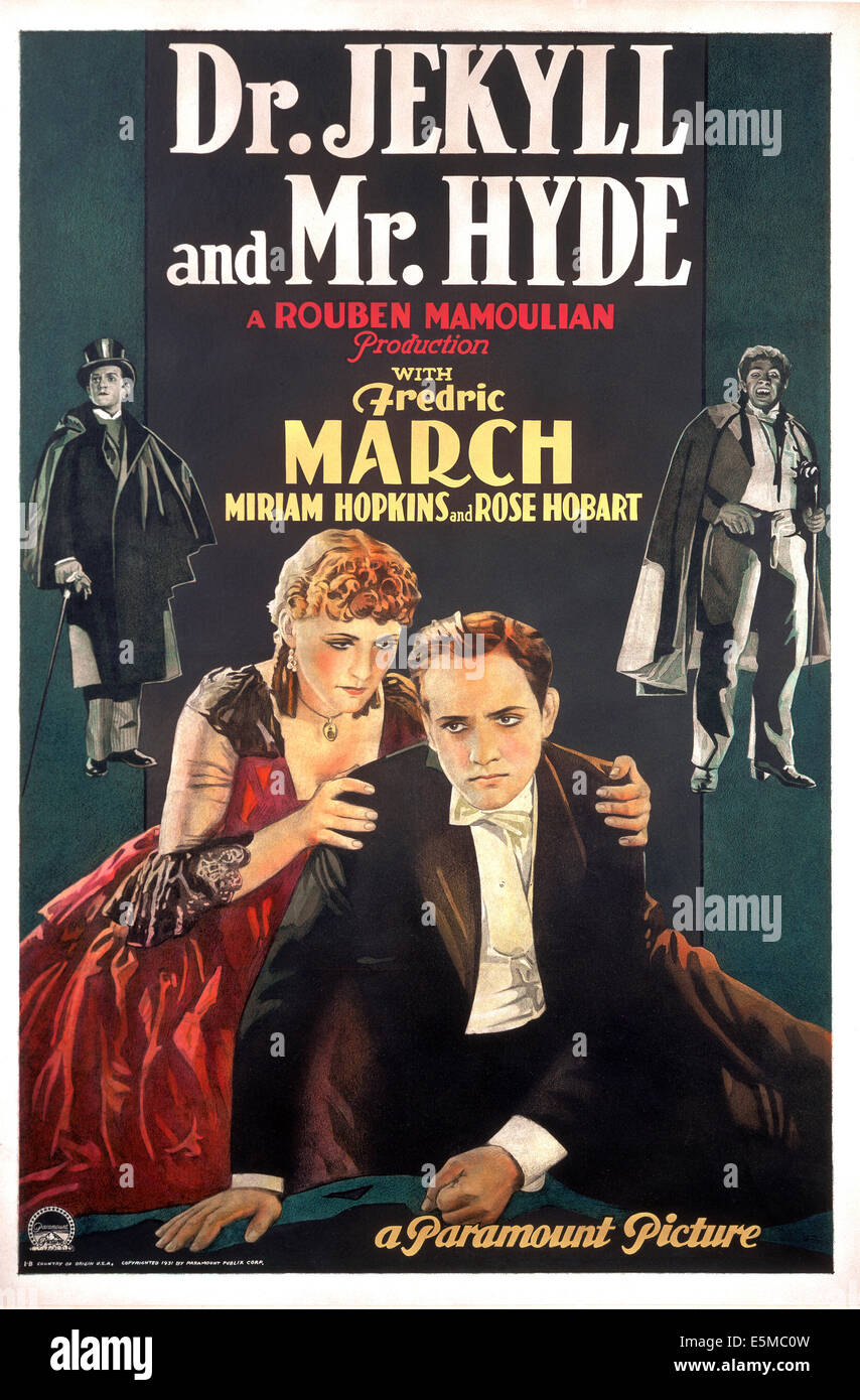 DR. JEKYLL und Mr. HYDE, Rose Hobart, Fredric März 1931 Stockfoto
