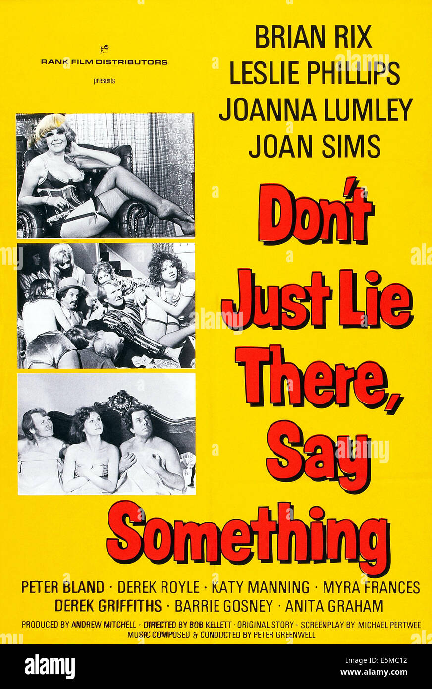 Nicht einfach liegen da, etwas zu sagen!, britische Plakat, Joan Sims (oben), unten von links: Leslie Phillips, Joanna Lumley, Brian Stockfoto