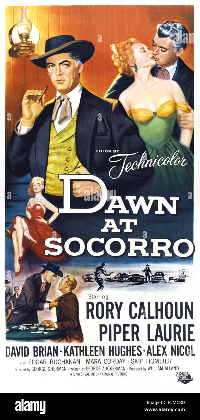 DAWN AT SOCORRO, Rory Calhoun, Piper Laurie, 1954. Stockfoto