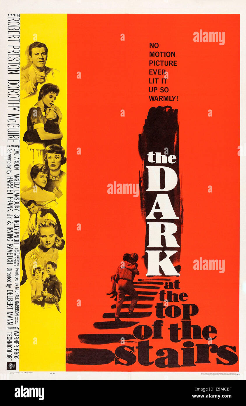Das dunkle in THE TOP von THE STAIRS, US Plakatkunst, zuerst durch achte von oben: Robert Preston, Dorothy McGuire, Robert Eyer Stockfoto