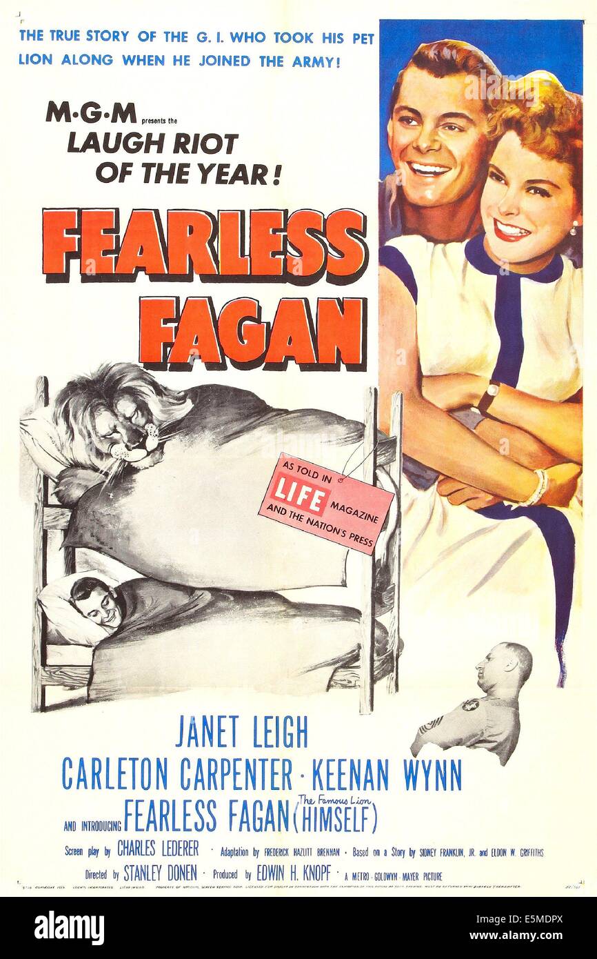 FURCHTLOS FAGAN, US-Plakat rechts von oben: Carleton Schreiner, Janet Leigh, Keenan Wynn, 1952 Stockfoto